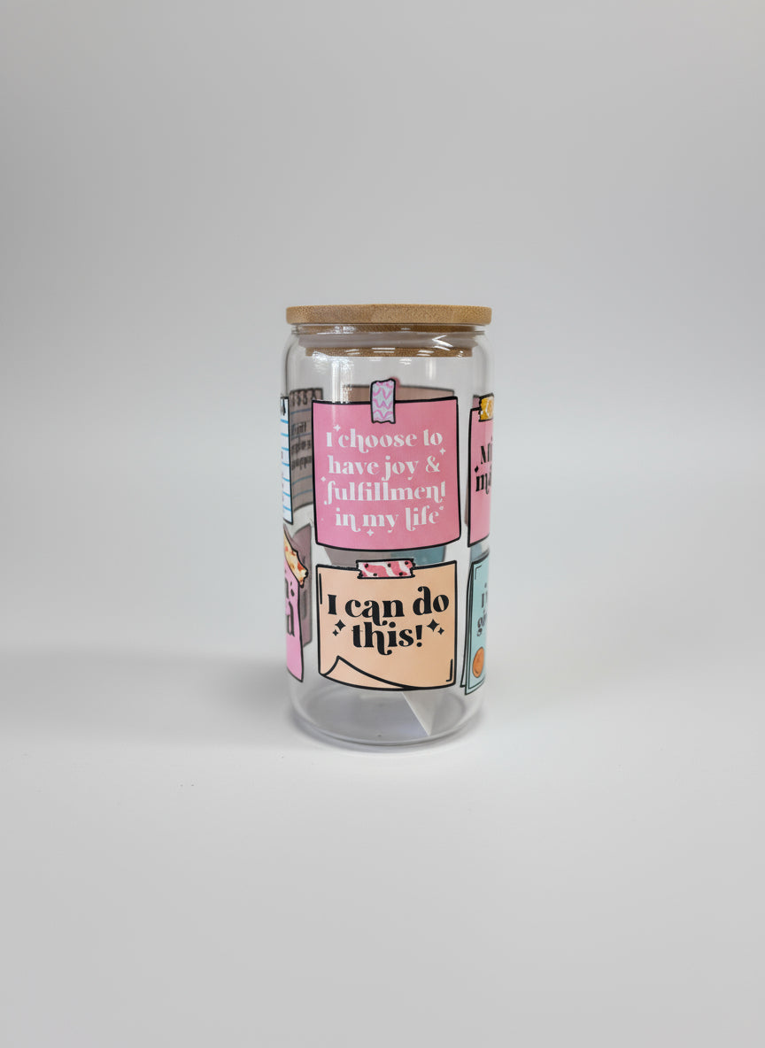 Inspirational glass tumbler