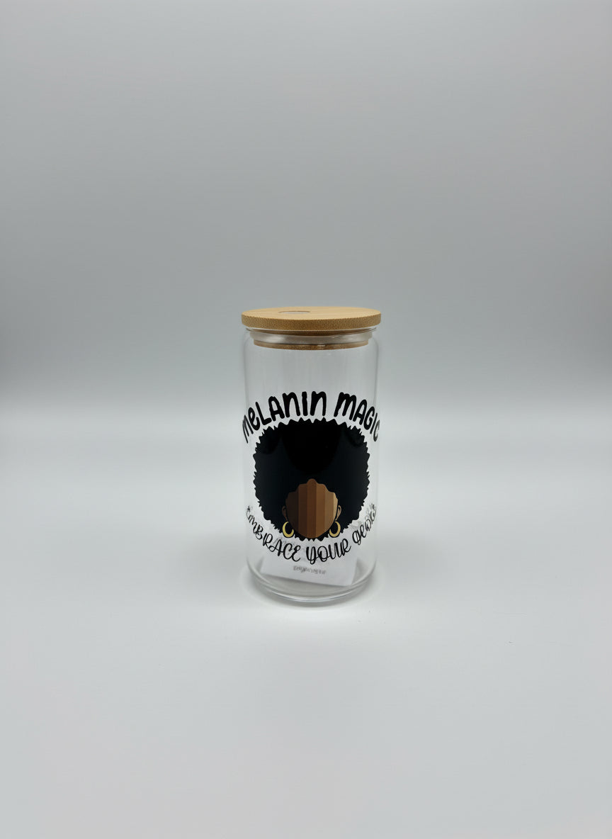 "Melanin Magic" glass tumbler