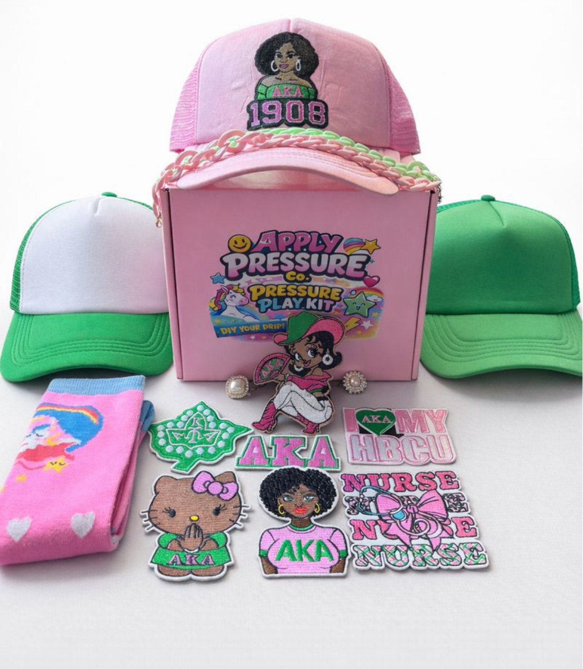 Alpha Kappa Alpha DIY Hat Patch kit – Black on Black Market